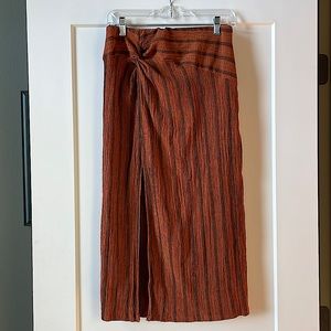 H&M Orange Rust High Rise Skirt with Slit size Medium